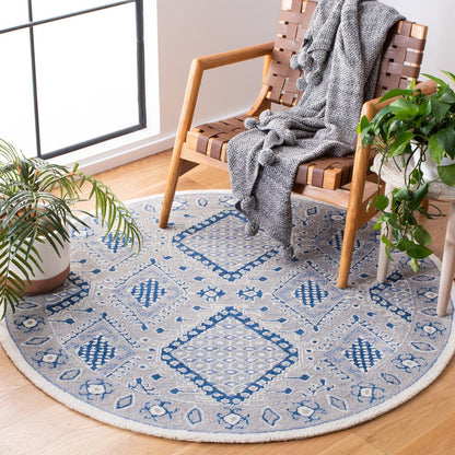 MICRO-LOOP, LIGHT GREY / BLUE, 5' X 5' Round, Area Rug