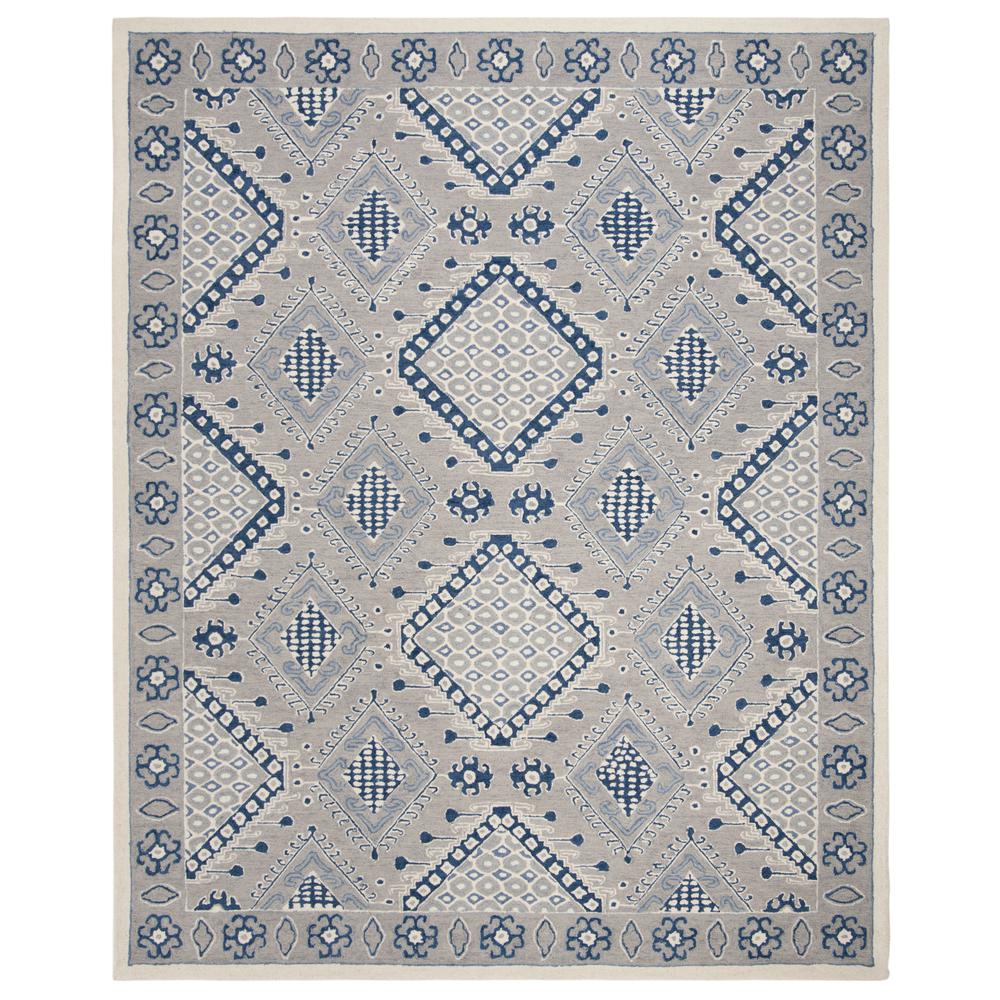 MICRO-LOOP, LIGHT GREY / BLUE, 8' X 10', Area Rug