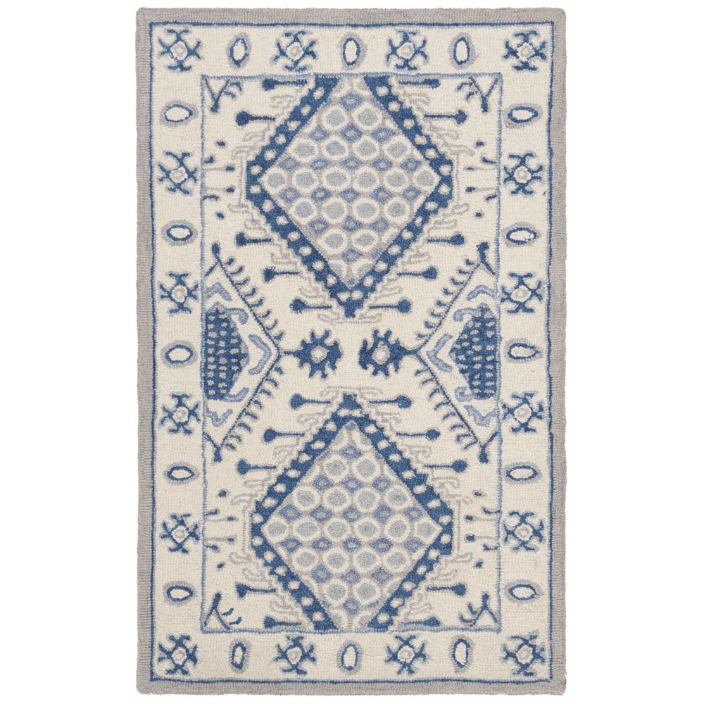 MICRO-LOOP, IVORY / BLUE, 2'-6" X 4', Area Rug