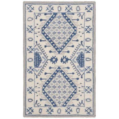MICRO-LOOP, IVORY / BLUE, 2'-6" X 4', Area Rug