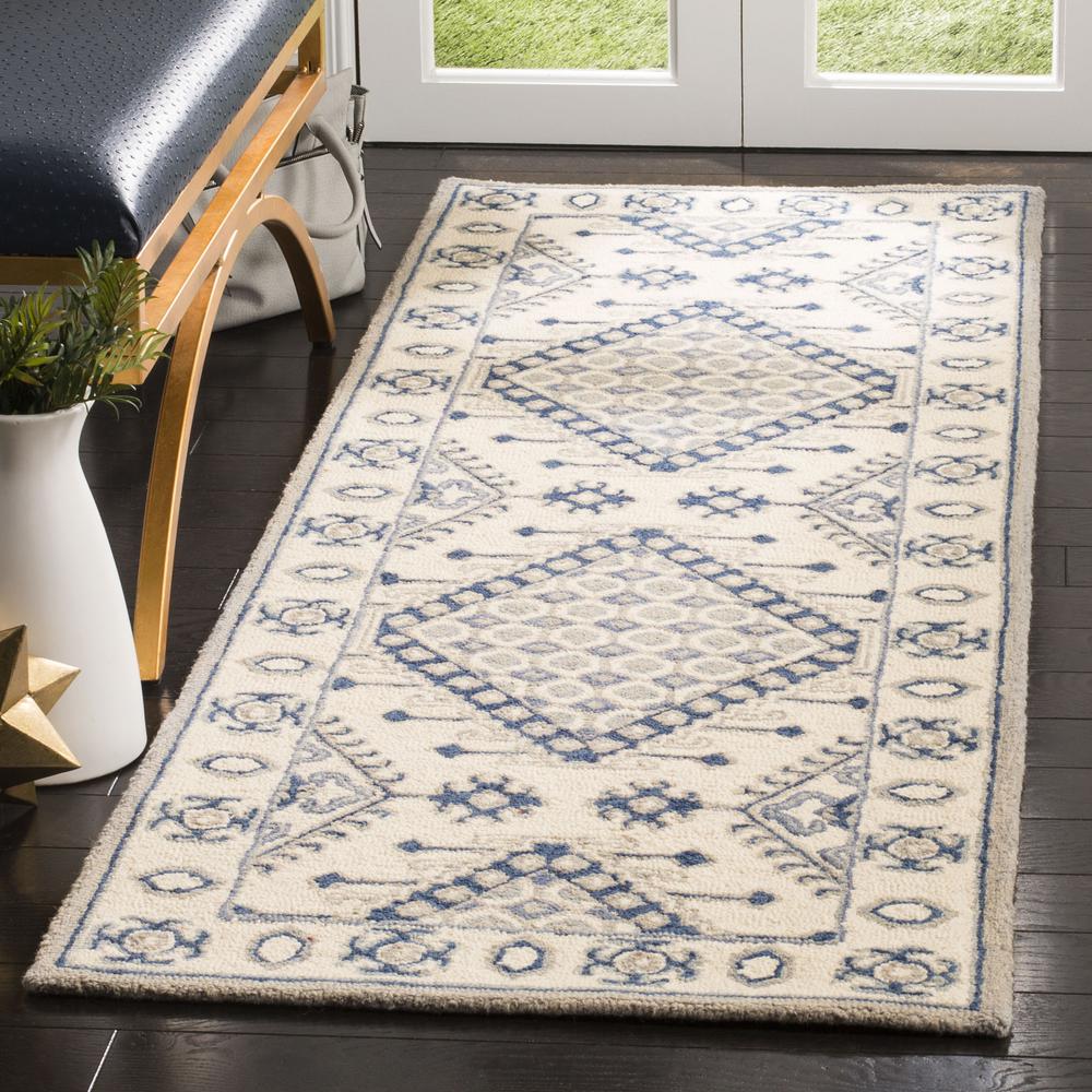 MICRO-LOOP, IVORY / BLUE, 2'-6" X 4', Area Rug