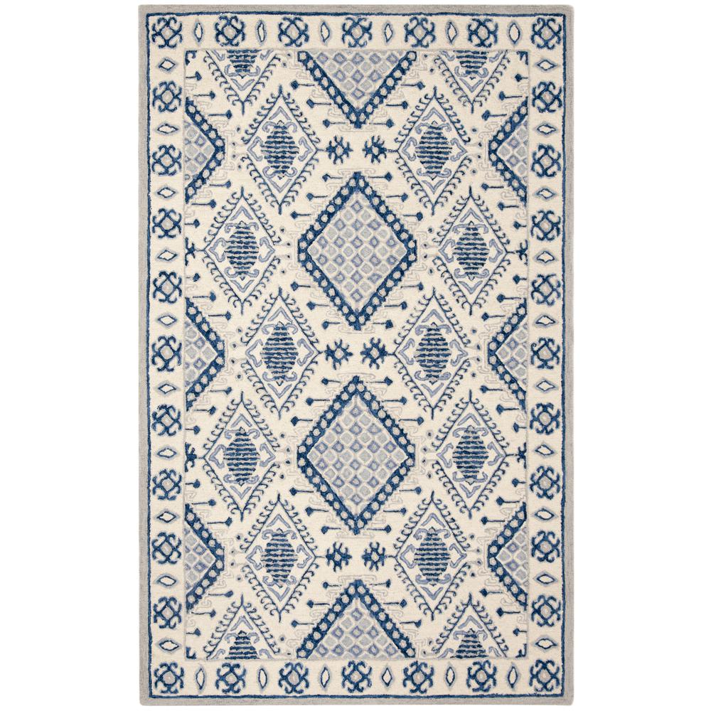 MICRO-LOOP, IVORY / BLUE, 5' X 8', Area Rug, MLP511M-5