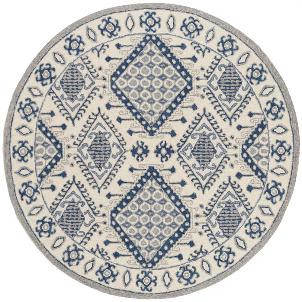 MICRO-LOOP, IVORY / BLUE, 5' X 5' Round, Area Rug, MLP511M-5R