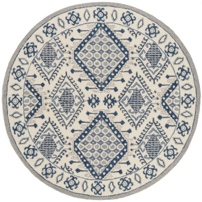 MICRO-LOOP, IVORY / BLUE, 5' X 5' Round, Area Rug, MLP511M-5R