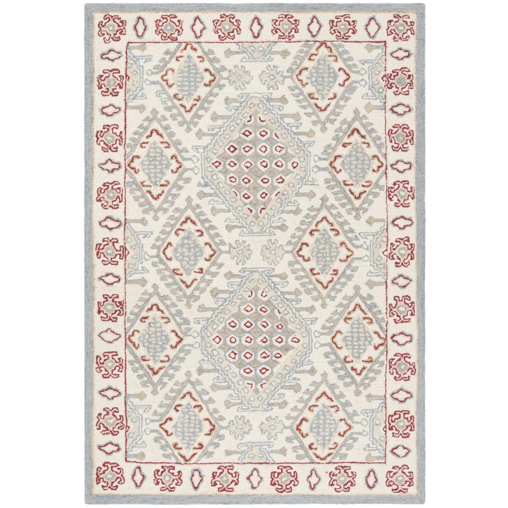 MICRO-LOOP, IVORY / RED, 4' X 6', Area Rug