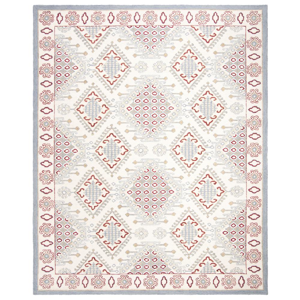 MICRO-LOOP, IVORY / RED, 8' X 10', Area Rug