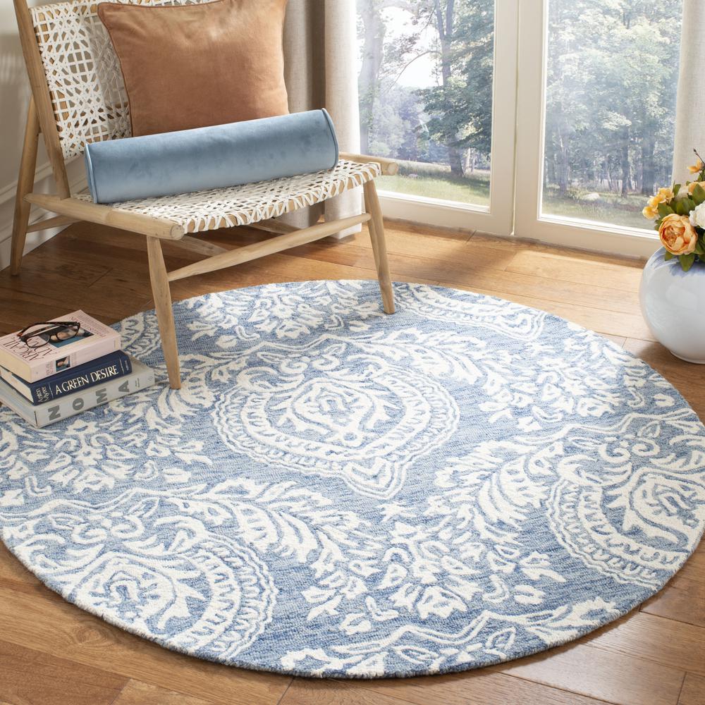 MICRO-LOOP, BLUE / IVORY, 5' X 5' Round, Area Rug, MLP512M-5R