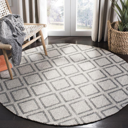 MICRO-LOOP, SILVER / DARK GREY, 5' X 5' Round, Area Rug