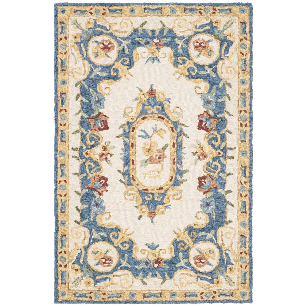 MICRO-LOOP, CREAM / BLUE, 2'-6" X 4', Area Rug