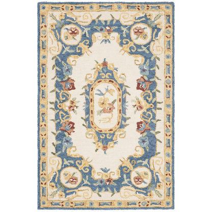 MICRO-LOOP, CREAM / BLUE, 2'-6" X 4', Area Rug