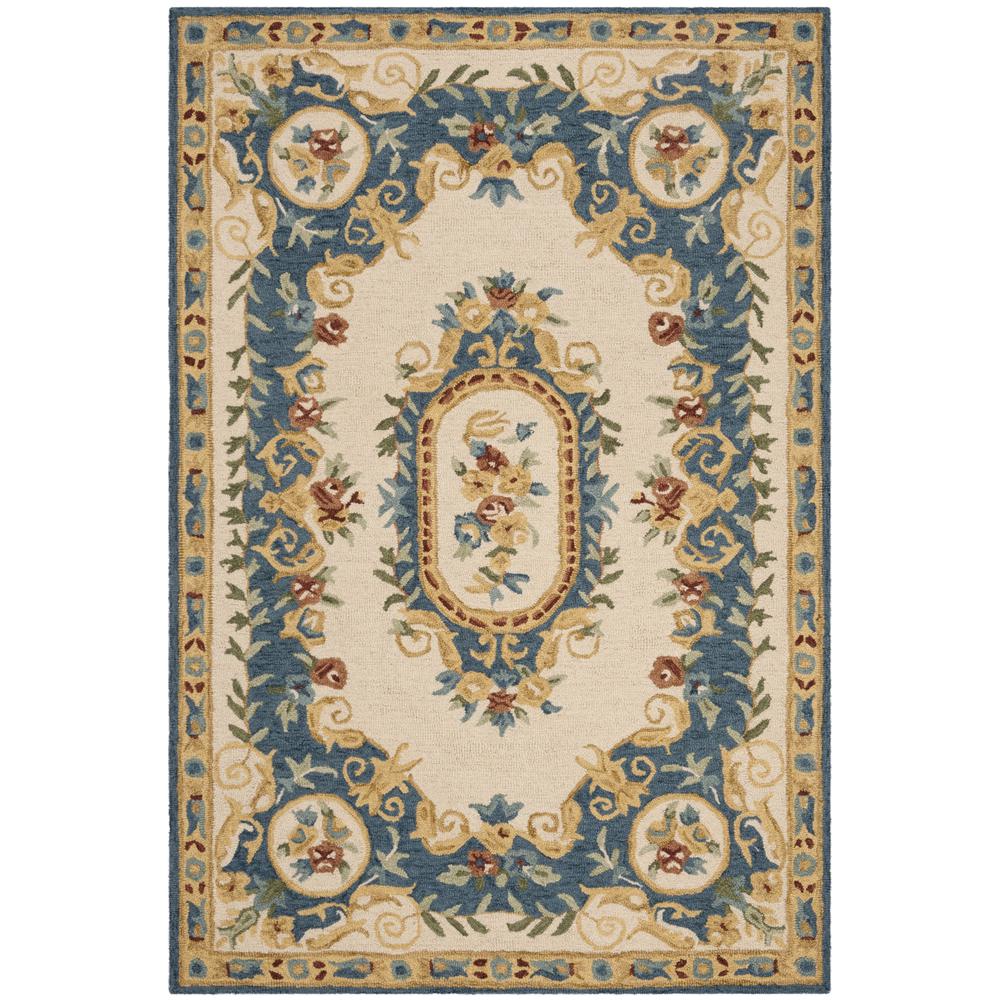 MICRO-LOOP, CREAM / BLUE, 4' X 6', Area Rug
