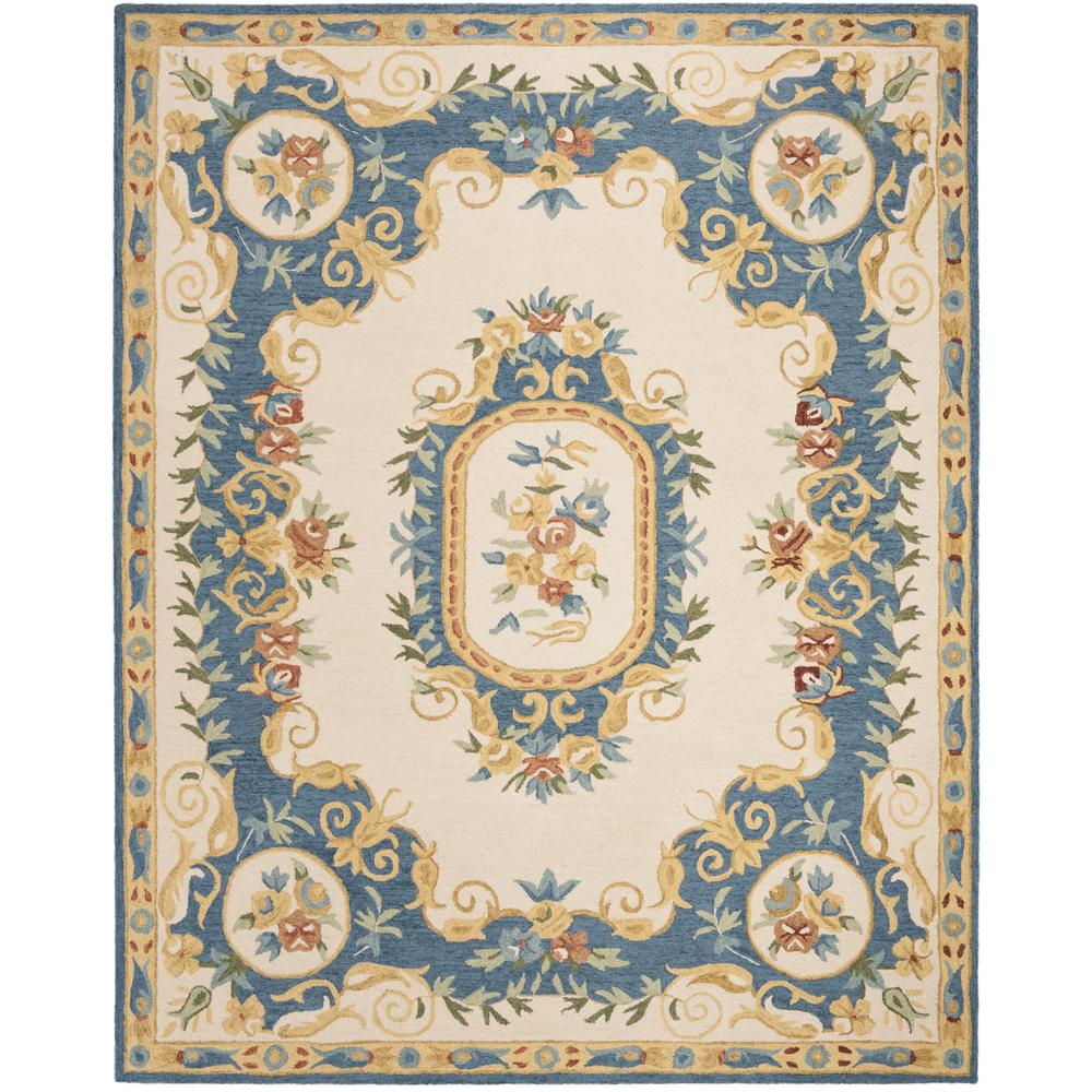 MICRO-LOOP, CREAM / BLUE, 8' X 10', Area Rug