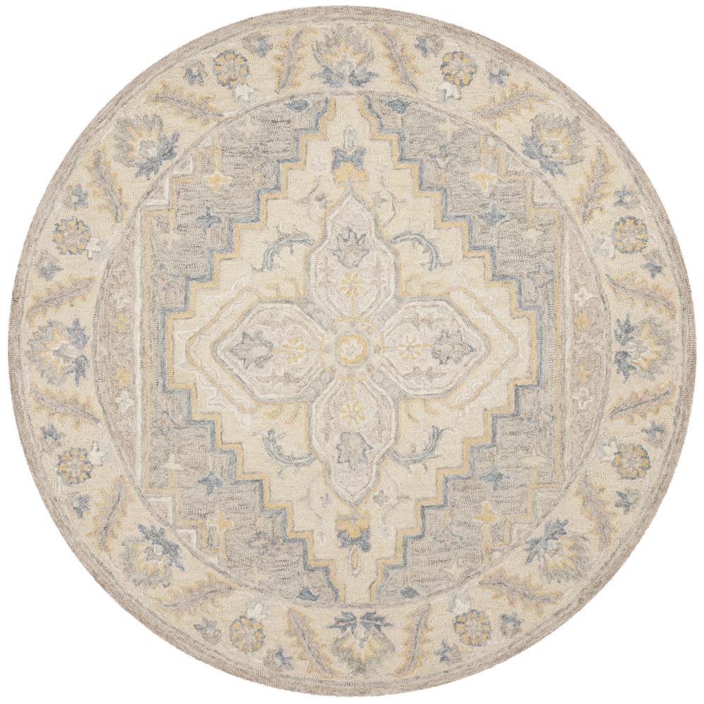 MICRO-LOOP, BEIGE / GREY, 5' X 5' Round, Area Rug