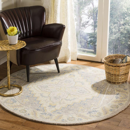 MICRO-LOOP, BEIGE / GREY, 5' X 5' Round, Area Rug