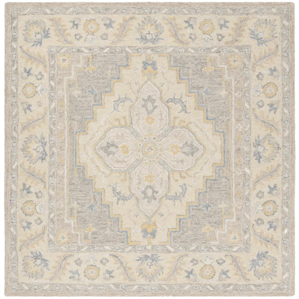 MICRO-LOOP, BEIGE / GREY, 5' X 5' Square, Area Rug
