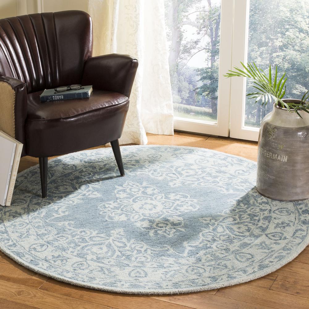MICRO-LOOP, BLUE / LIGHT BLUE, 5' X 5' Round, Area Rug