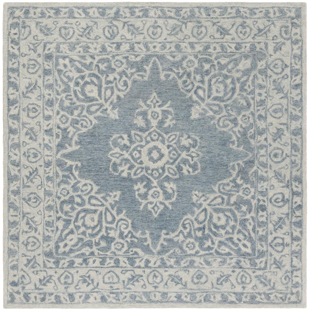 MICRO-LOOP, BLUE / LIGHT BLUE, 5' X 5' Square, Area Rug