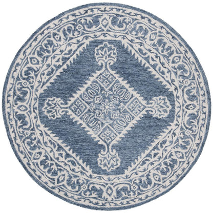 MICRO-LOOP, BLUE / IVORY, 5' X 5' Round, Area Rug, MLP605M-5R