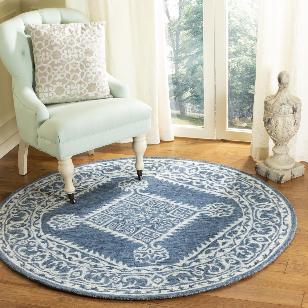 MICRO-LOOP, BLUE / IVORY, 5' X 5' Round, Area Rug, MLP605M-5R