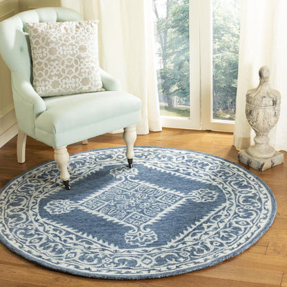 MICRO-LOOP, BLUE / IVORY, 5' X 5' Round, Area Rug, MLP605M-5R
