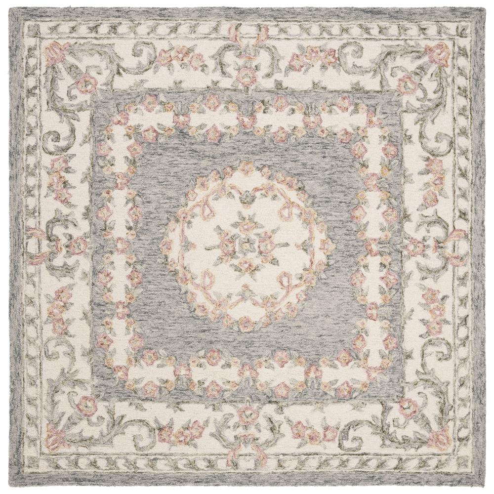 MICRO-LOOP, GREY / IVORY, 5' X 5' Square, Area Rug