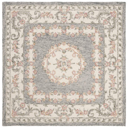 MICRO-LOOP, GREY / IVORY, 5' X 5' Square, Area Rug