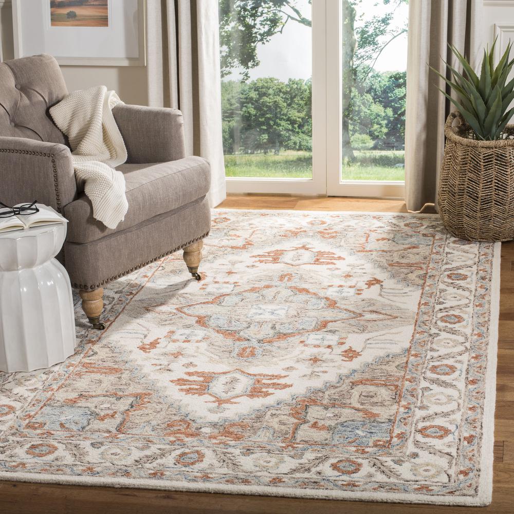 MICRO-LOOP, IVORY / RUST, 4' X 6', Area Rug