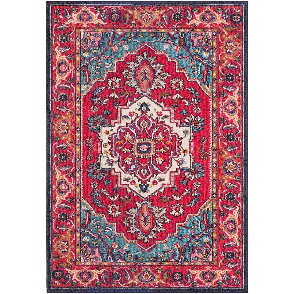 MONACO, RED / TURQUOISE, 5'-1" X 7'-7", Area Rug