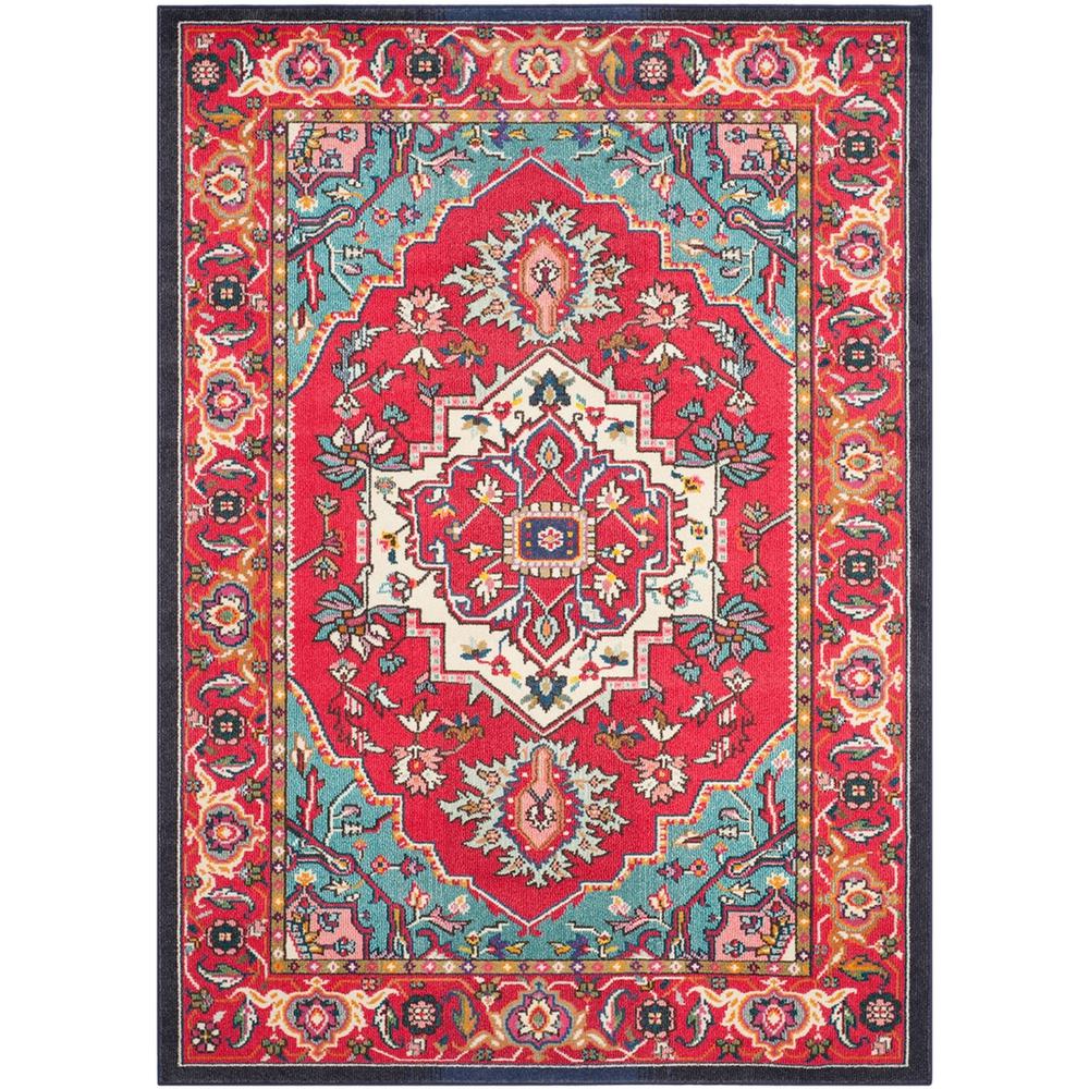 MONACO, RED / TURQUOISE, 6'-7" X 9'-2", Area Rug
