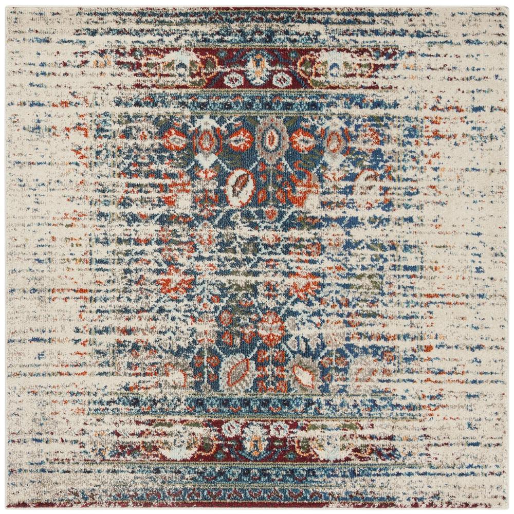 MONACO, IVORY / BLUE, 5' X 5' Square, Area Rug