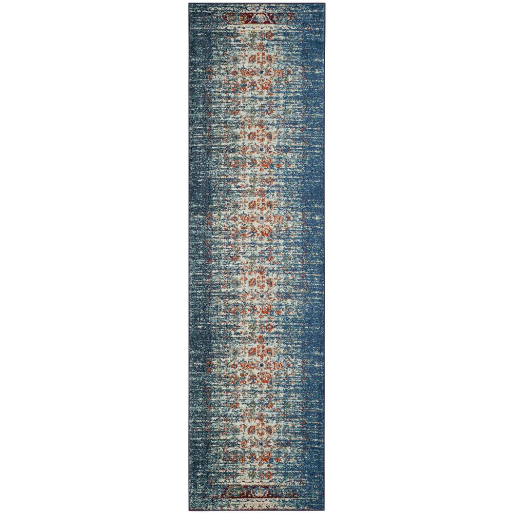 MONACO, BLUE / IVORY, 2'-2" X 8', Area Rug