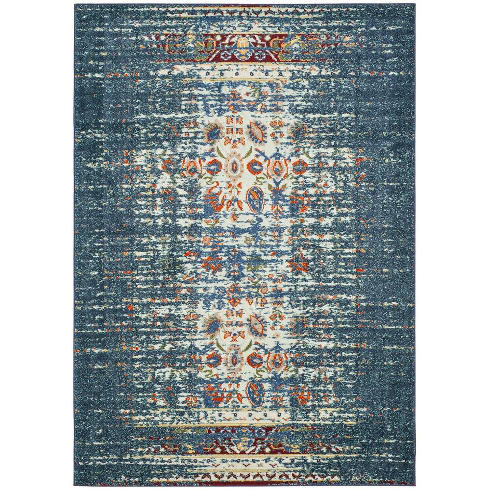 MONACO, BLUE / IVORY, 6'-7" X 9'-2", Area Rug