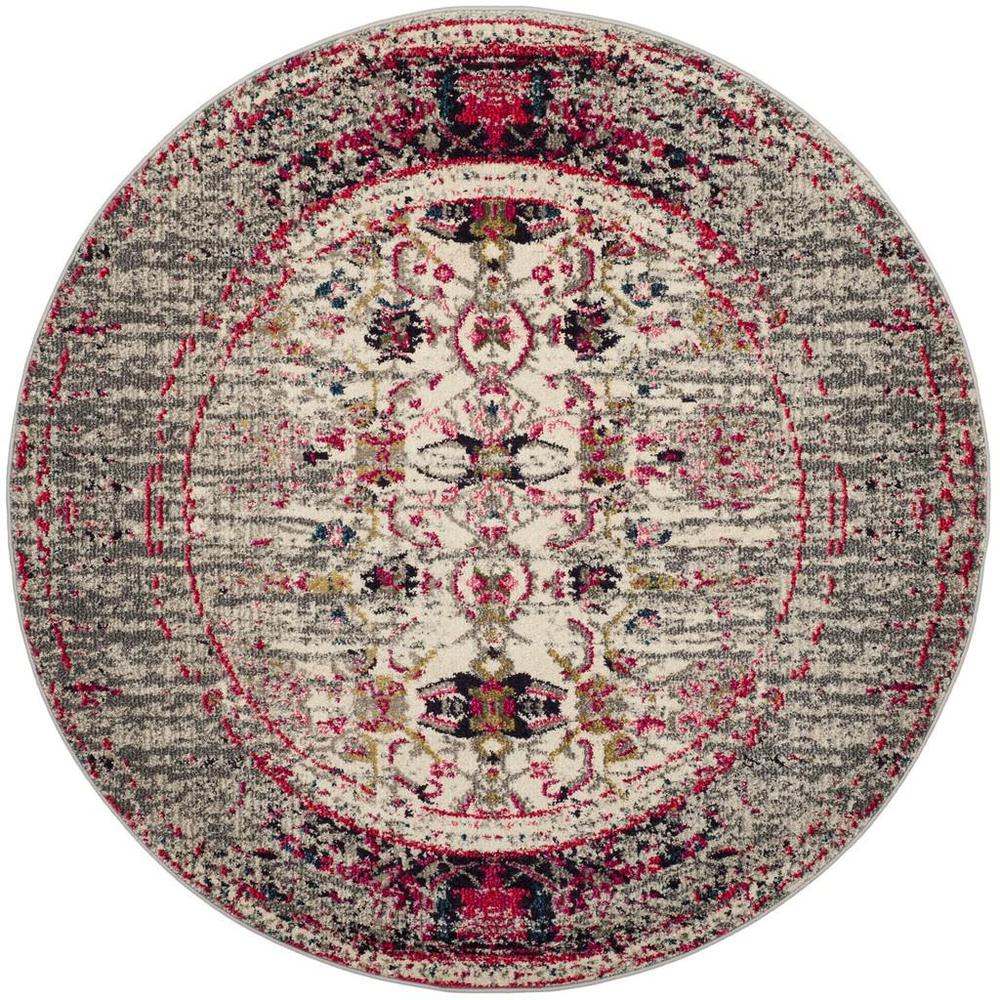 MONACO, GREY / IVORY, 5' X 5' Round, Area Rug