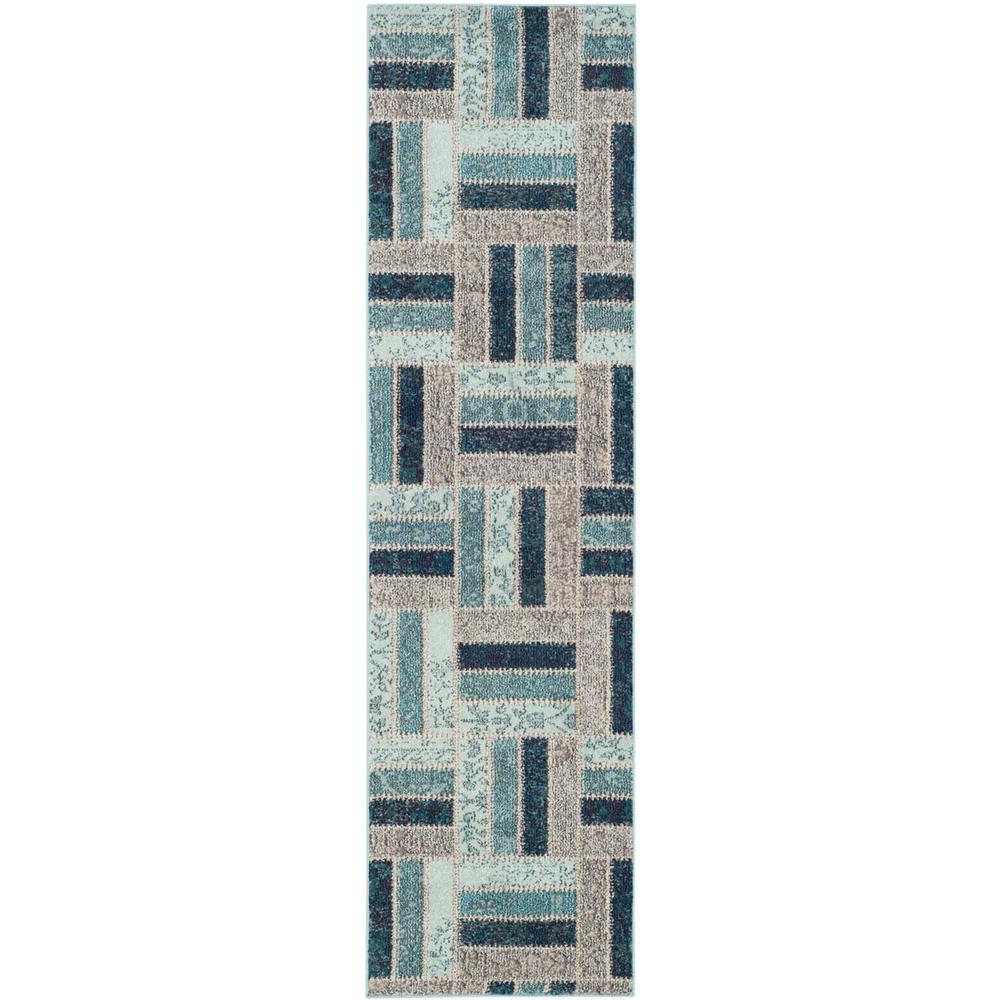 MONACO, GREY / BLUE, 2'-2" X 8', Area Rug