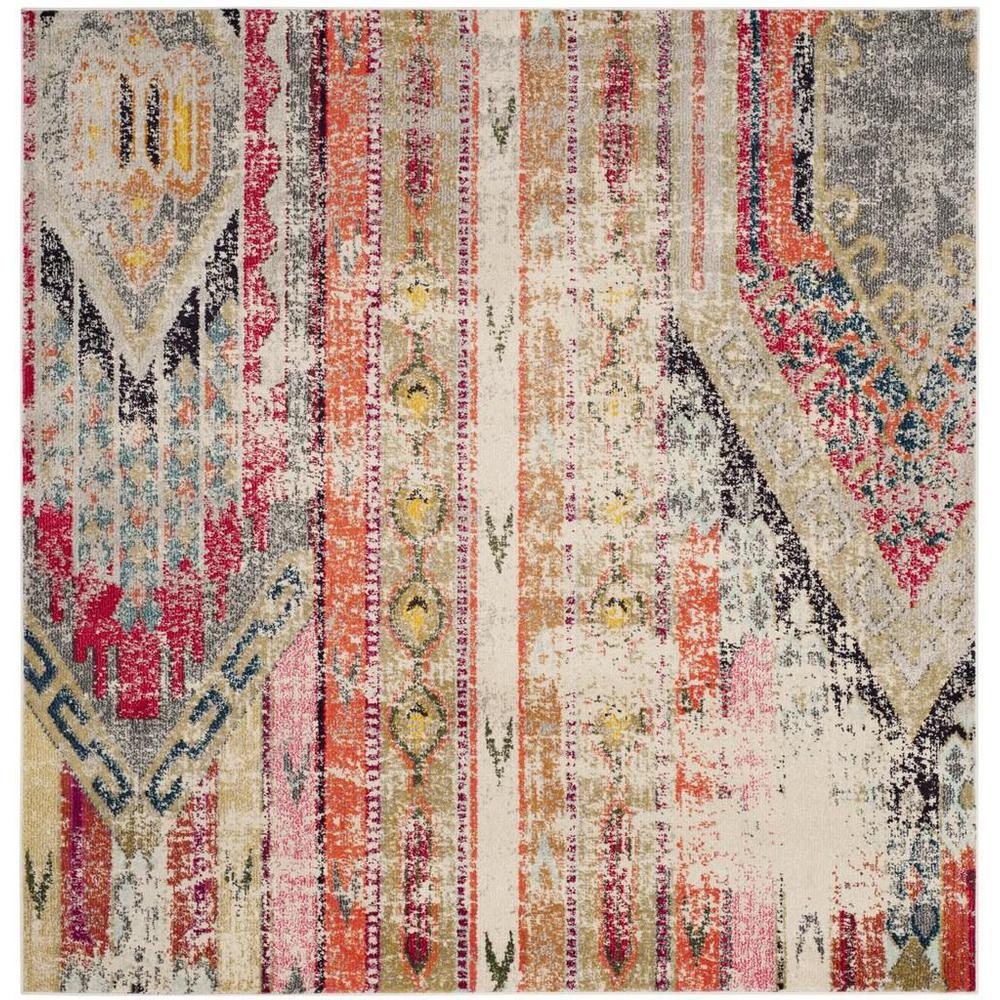 MONACO, LIGHT GREY / MULTI, 4' X 4' Square, Area Rug