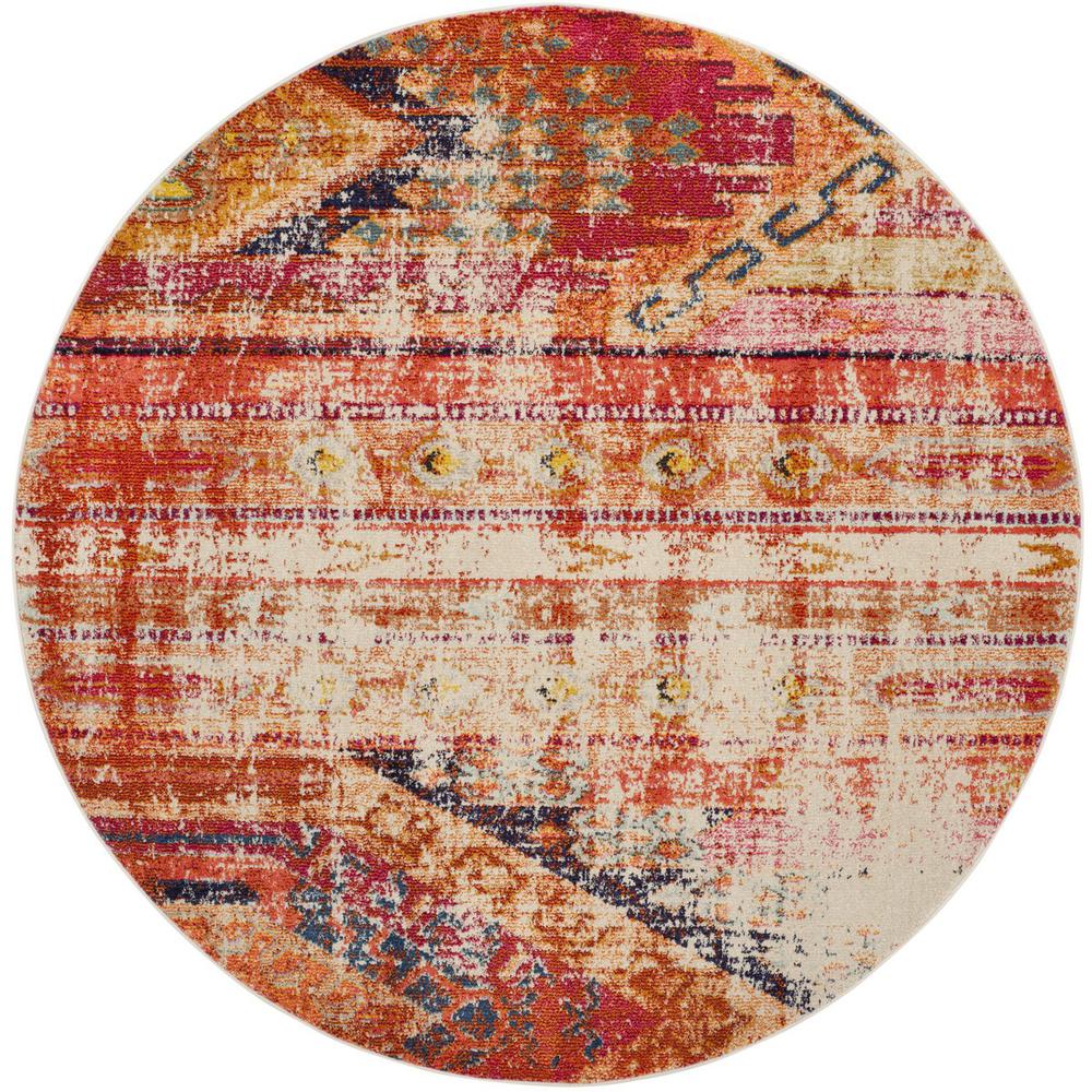 MONACO, ORANGE / MULTI, 5' X 5' Round, Area Rug, MNC222H-5R