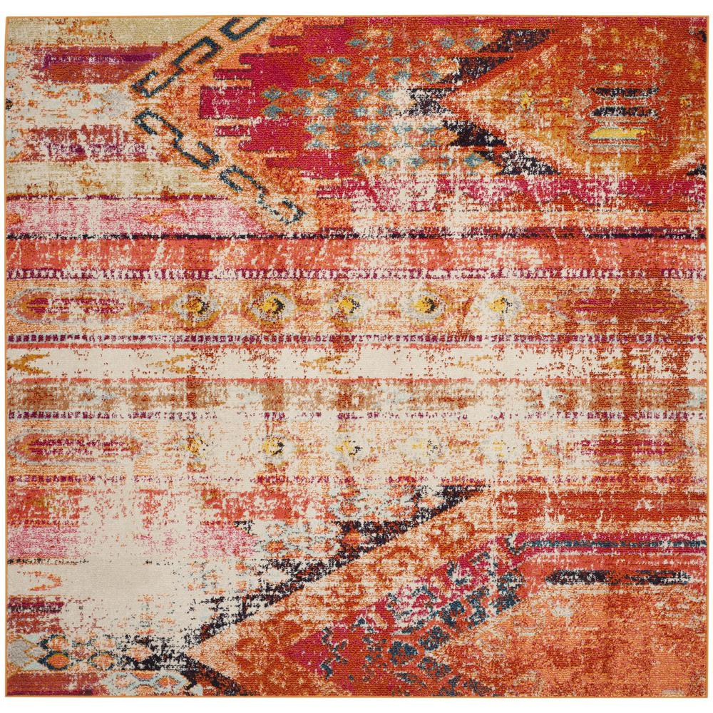 MONACO, ORANGE / MULTI, 5' X 5' Square, Area Rug, MNC222H-5SQ