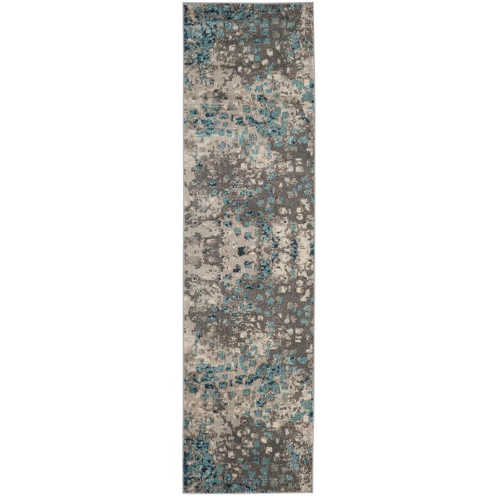 MONACO, GREY / LIGHT BLUE, 2'-2" X 10', Area Rug