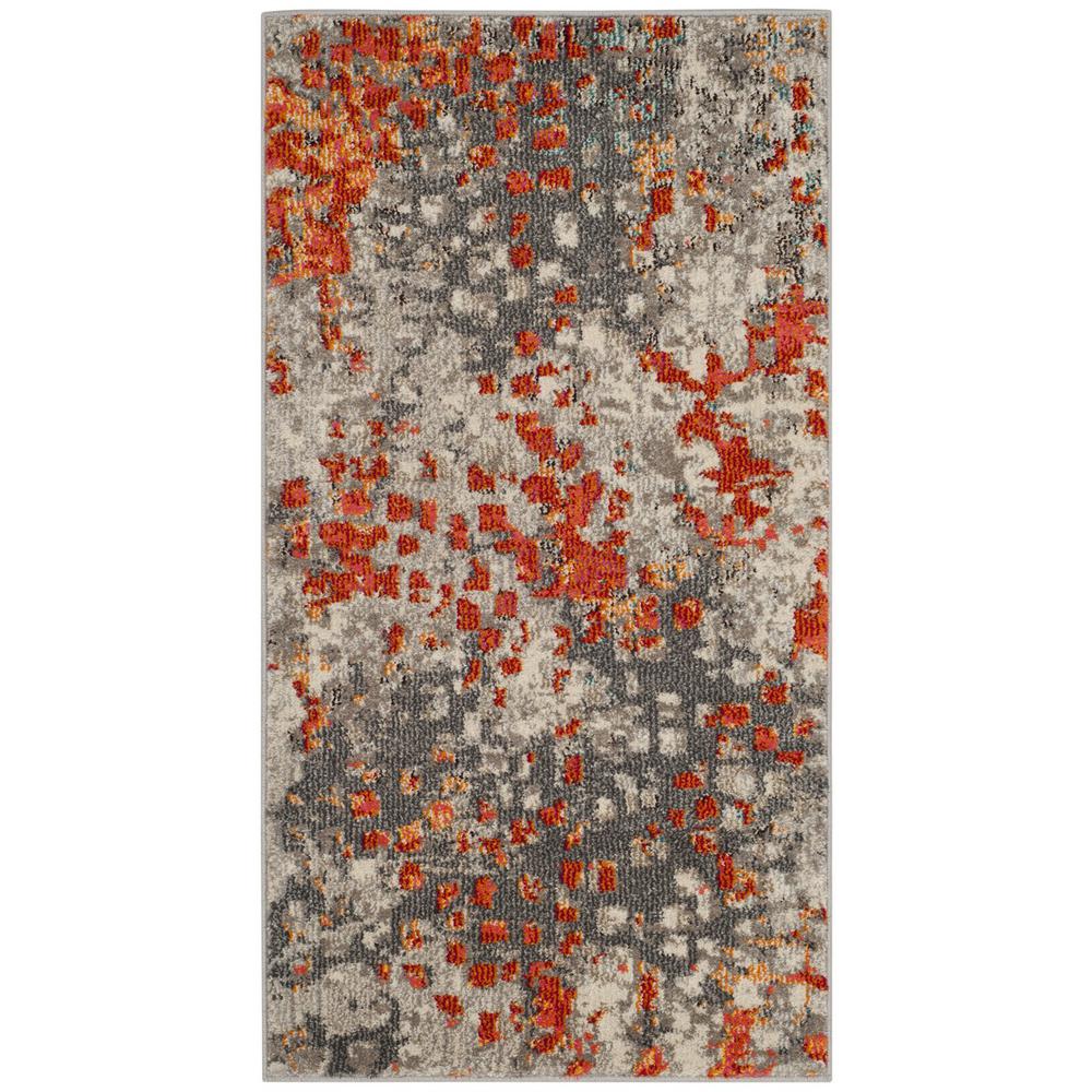 MONACO, GREY / ORANGE, 2'-2" X 4', Area Rug