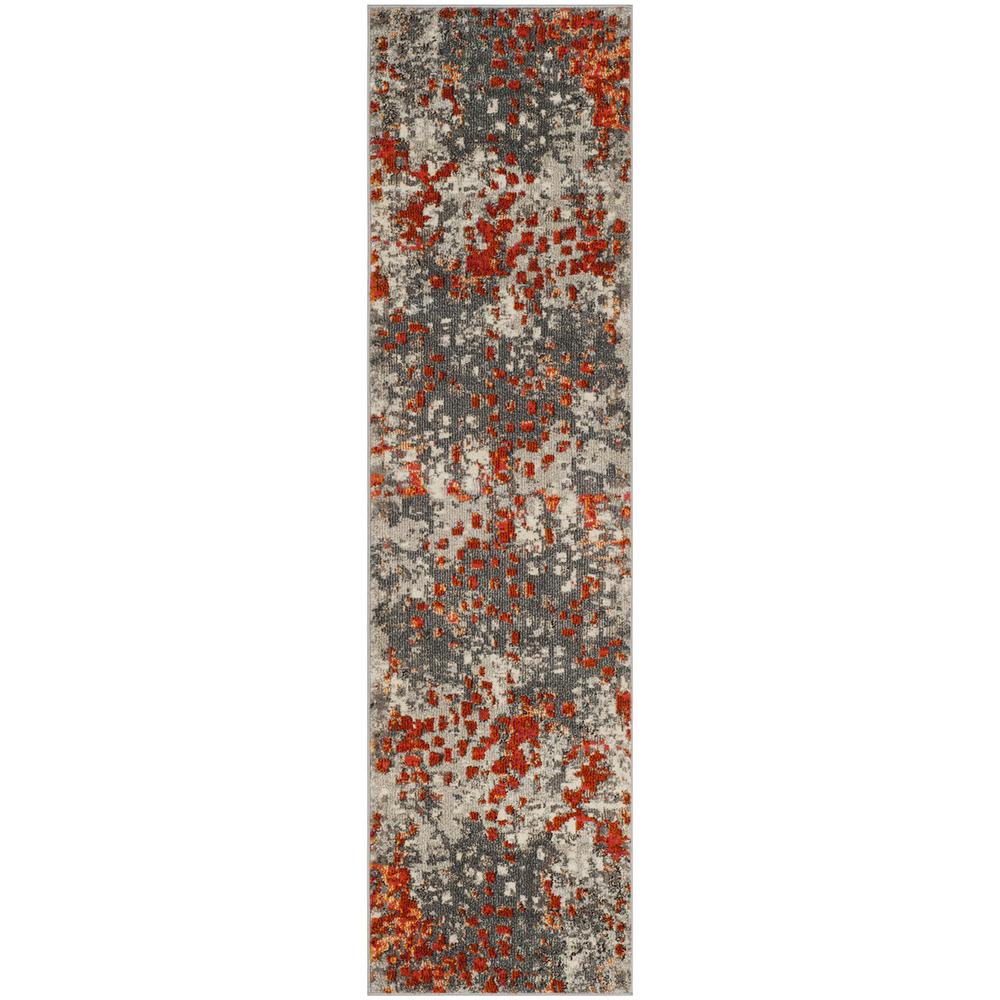 MONACO, GREY / ORANGE, 2'-2" X 10', Area Rug