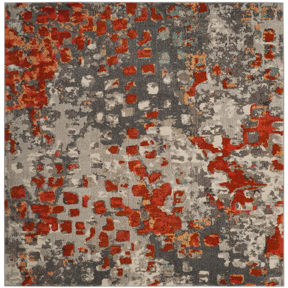 MONACO, GREY / ORANGE, 5' X 5' Square, Area Rug