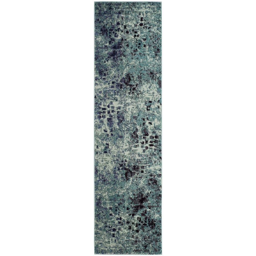 MONACO, LIGHT BLUE / MULTI, 2'-2" X 8', Area Rug