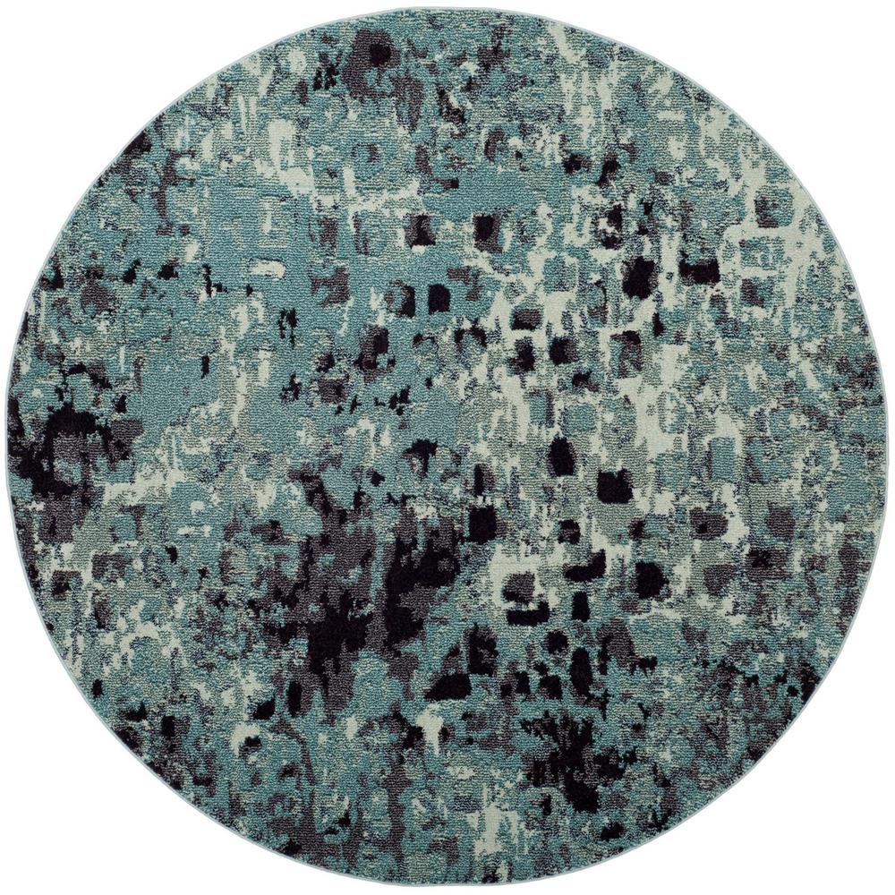 MONACO, LIGHT BLUE / MULTI, 6'-7" X 6'-7" Round, Area Rug