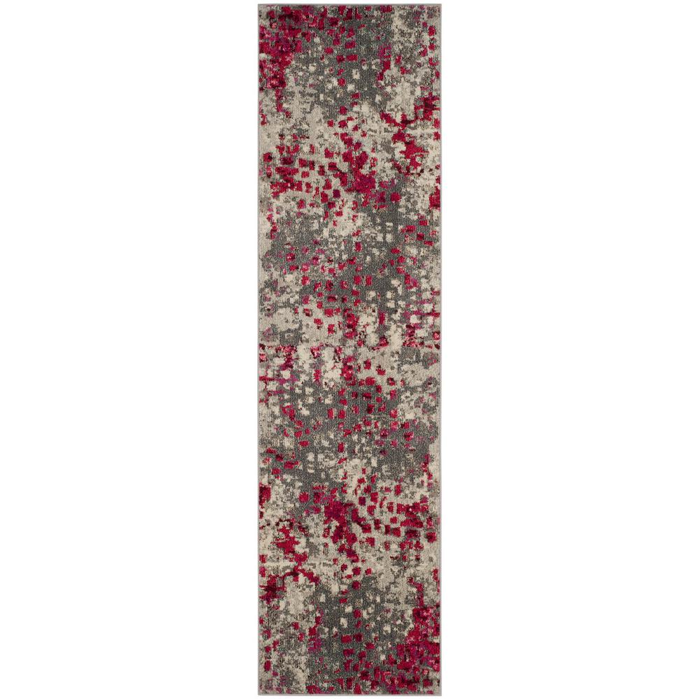 MONACO, GREY / FUCHSIA, 2'-2" X 8', Area Rug