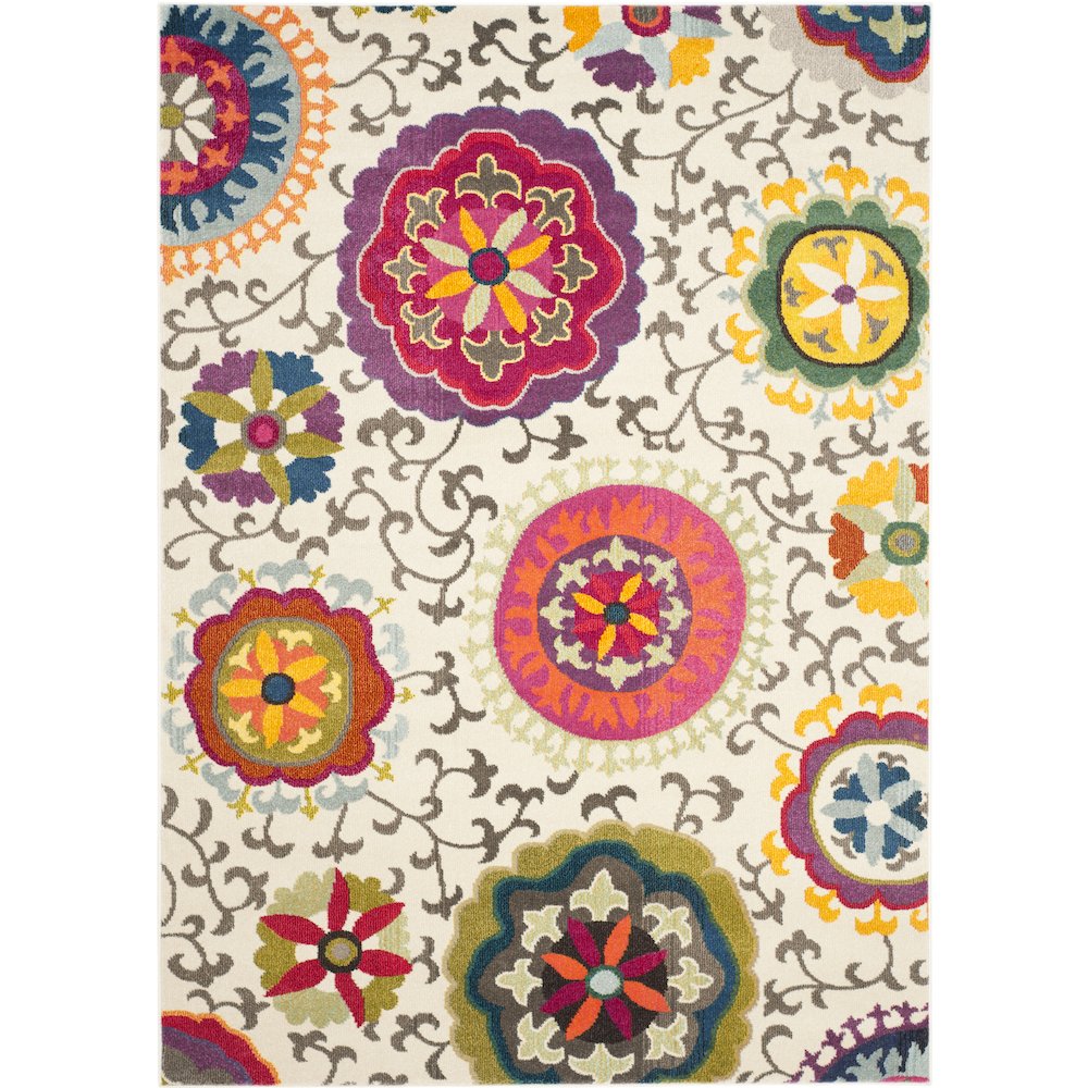 Monaco Floral Medallion Rug - Ivory / Multi - 6'-7" x 9'-2"
