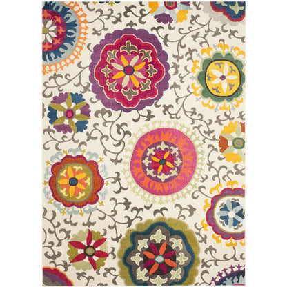 Monaco Floral Medallion Rug - Ivory / Multi - 6'-7" x 9'-2"