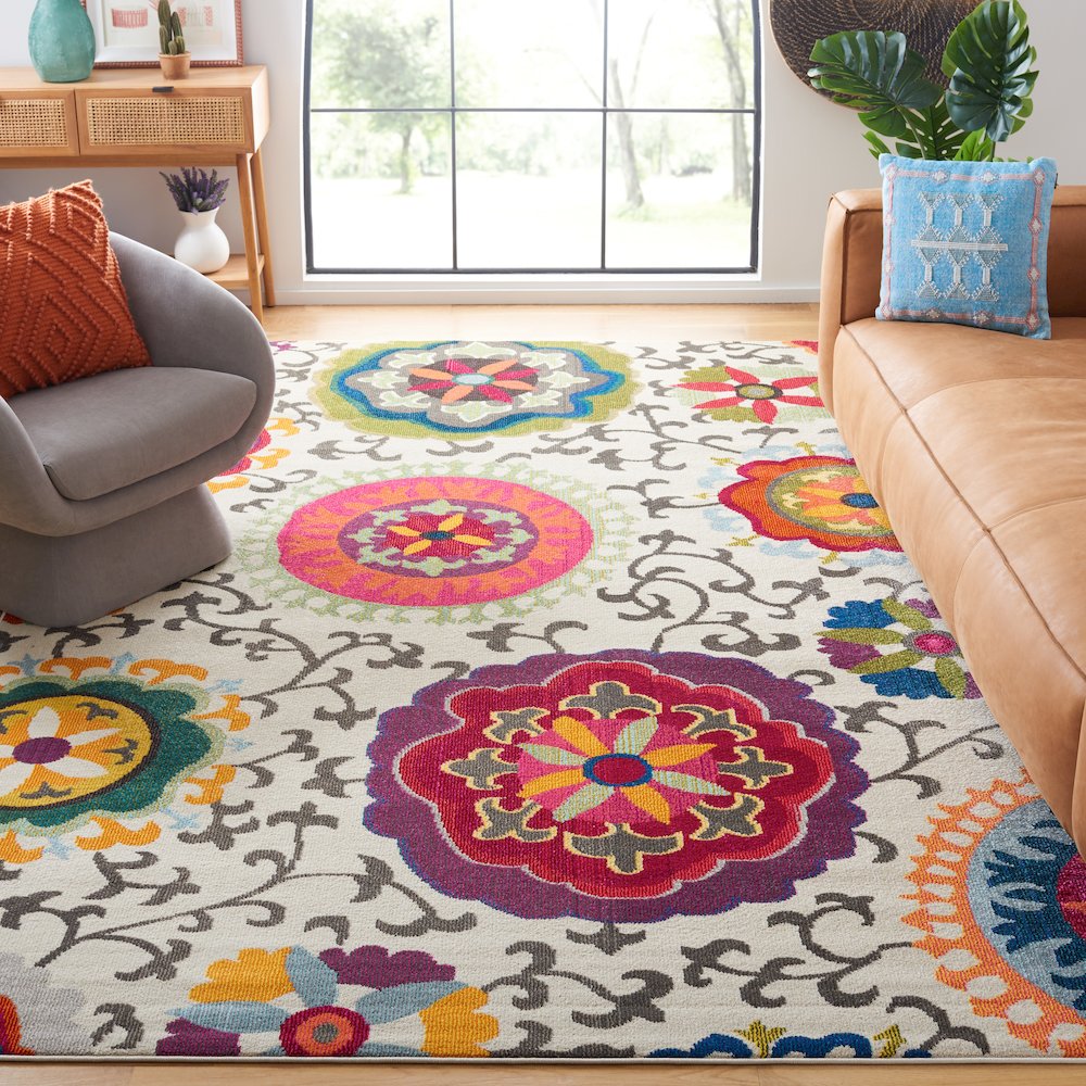 Monaco Floral Medallion Rug - Ivory / Multi - 6'-7" x 9'-2"