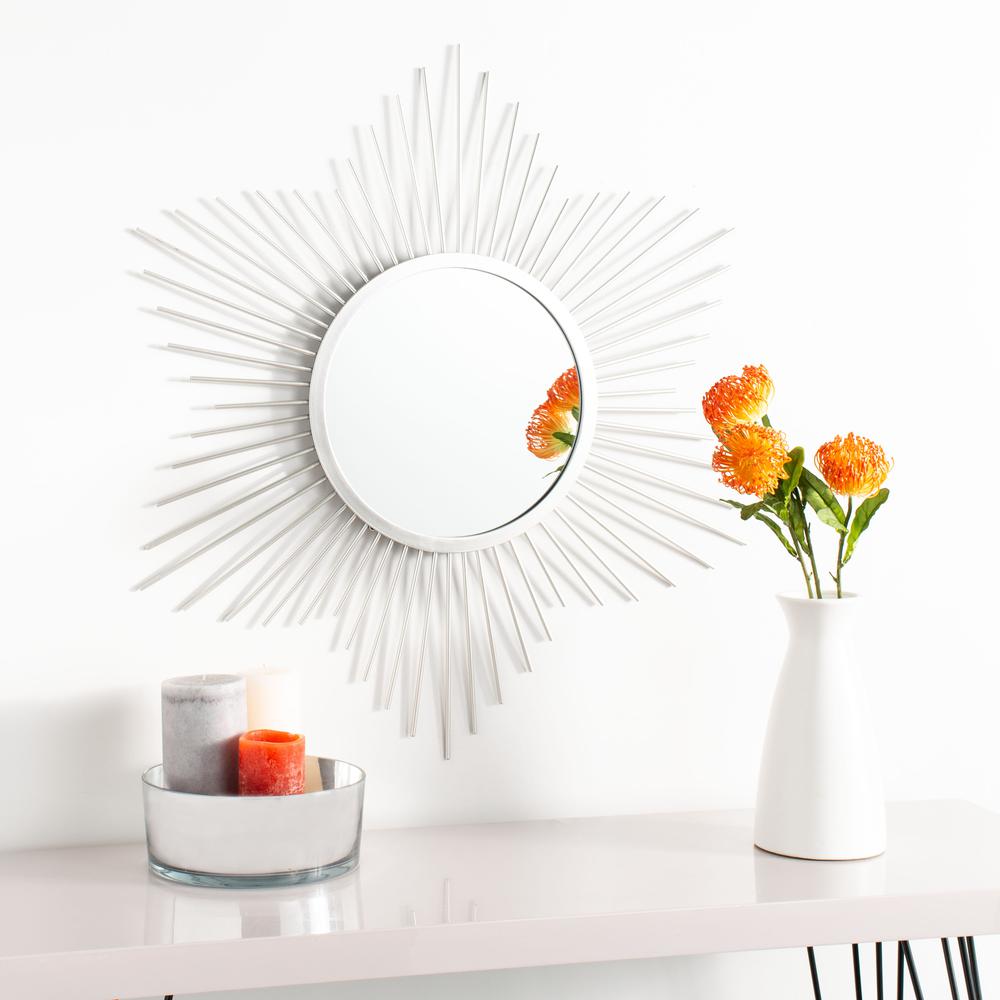 River Sunburst Mirror, Silver