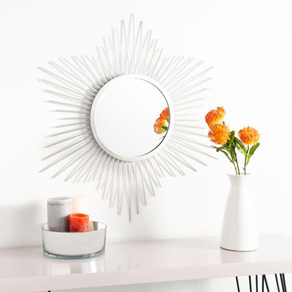 River Sunburst Mirror, Silver