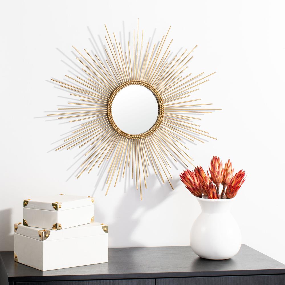 Nahla Sunburst Mirror, Gold Leaf